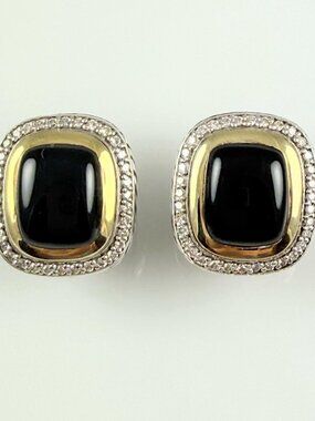 DAVID YURMAN SS & 18K DIAMOND ALBION EARRINGS